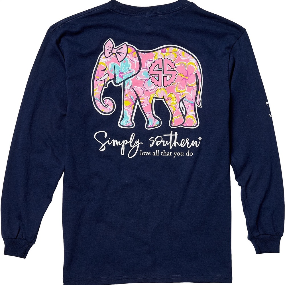 Simply Southern Girls M Long Sleeve Elephant Tee